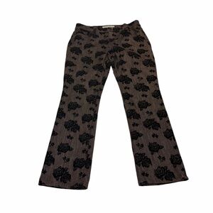 Chico’s Platinum Denim Floral Patterned Women's Pants Black Rose Size 6